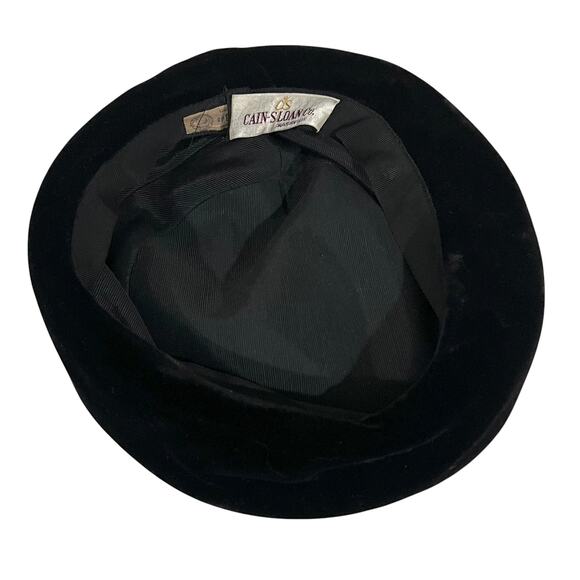 Cain Sloan Nashville Vintage Hat Women’s Velvet Black Ribbon Rolled Brim - Picture 7 of 8